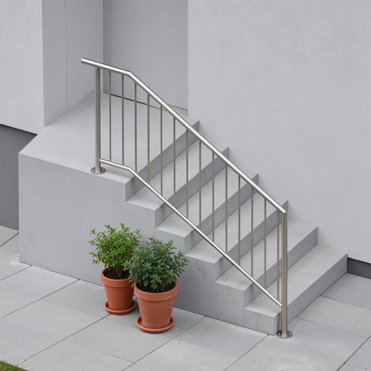 Treppengeländer TRG 03 Edelstahl – Handlauf oben überstehend - DeinMetallbauer.shop