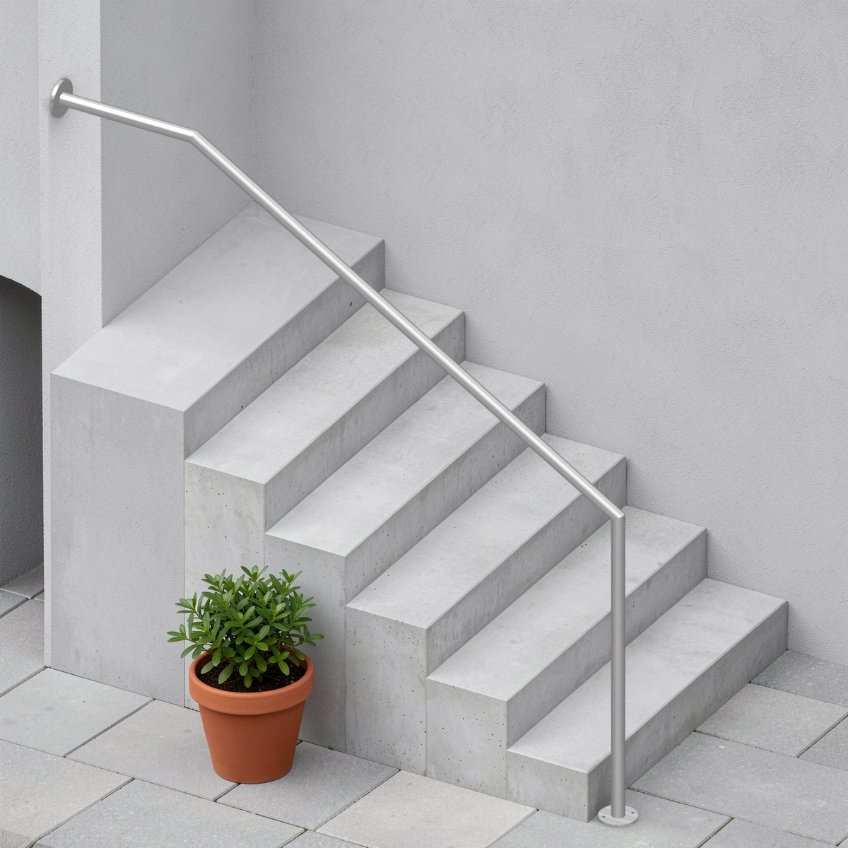 Treppenhandlauf THL 03 Edelstahl – oben mit Wandplatte - DeinMetallbauer.shop