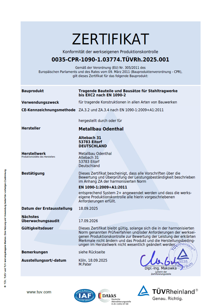 Zertifiziert nach DIN EN 1090 · EXC2