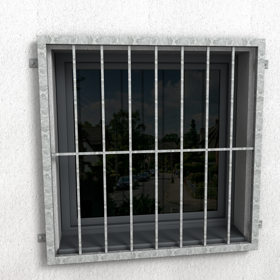 Stabiles Fenstergitter – Befestigungsabstand 1290 mm, Höhe 985 mm