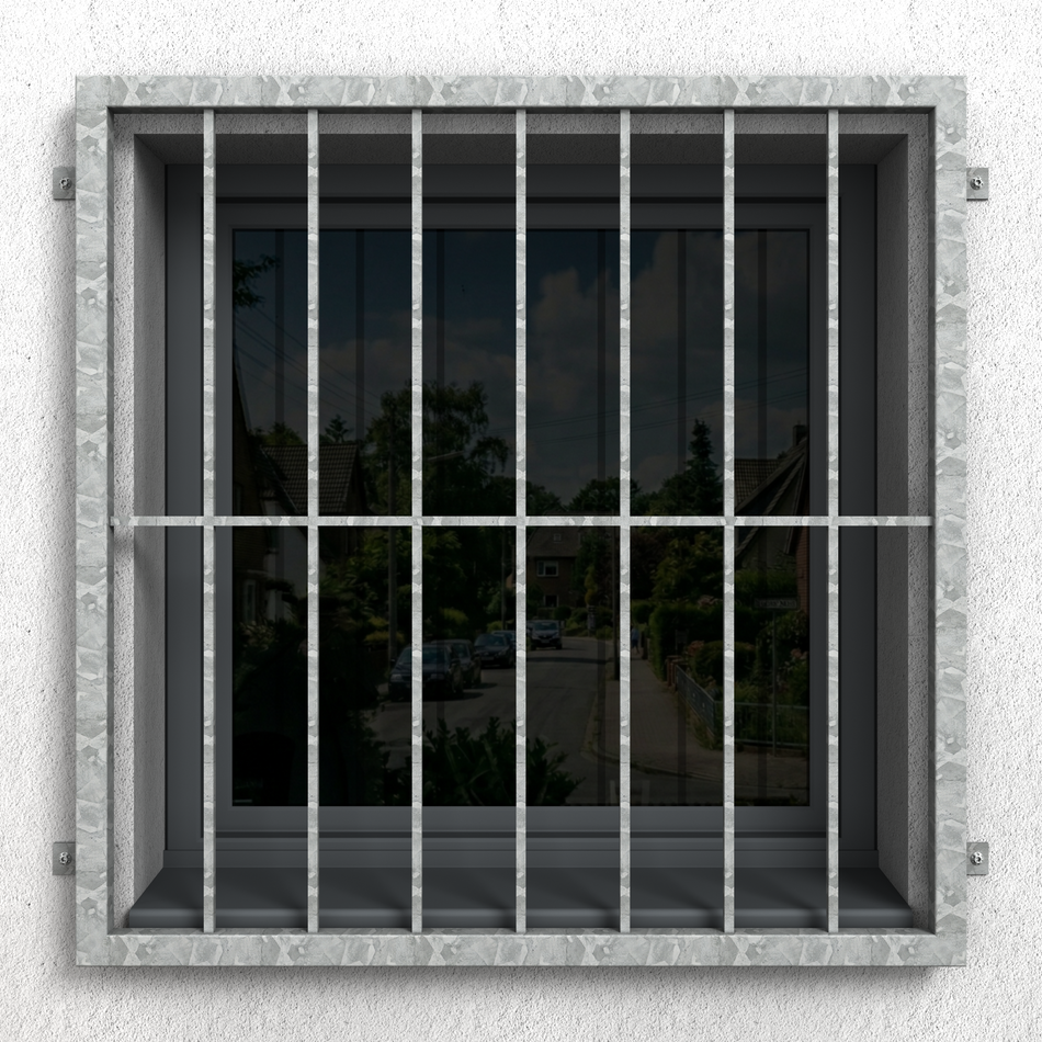 Stabiles Fenstergitter – Befestigungsabstand 1290 mm, Höhe 985 mm