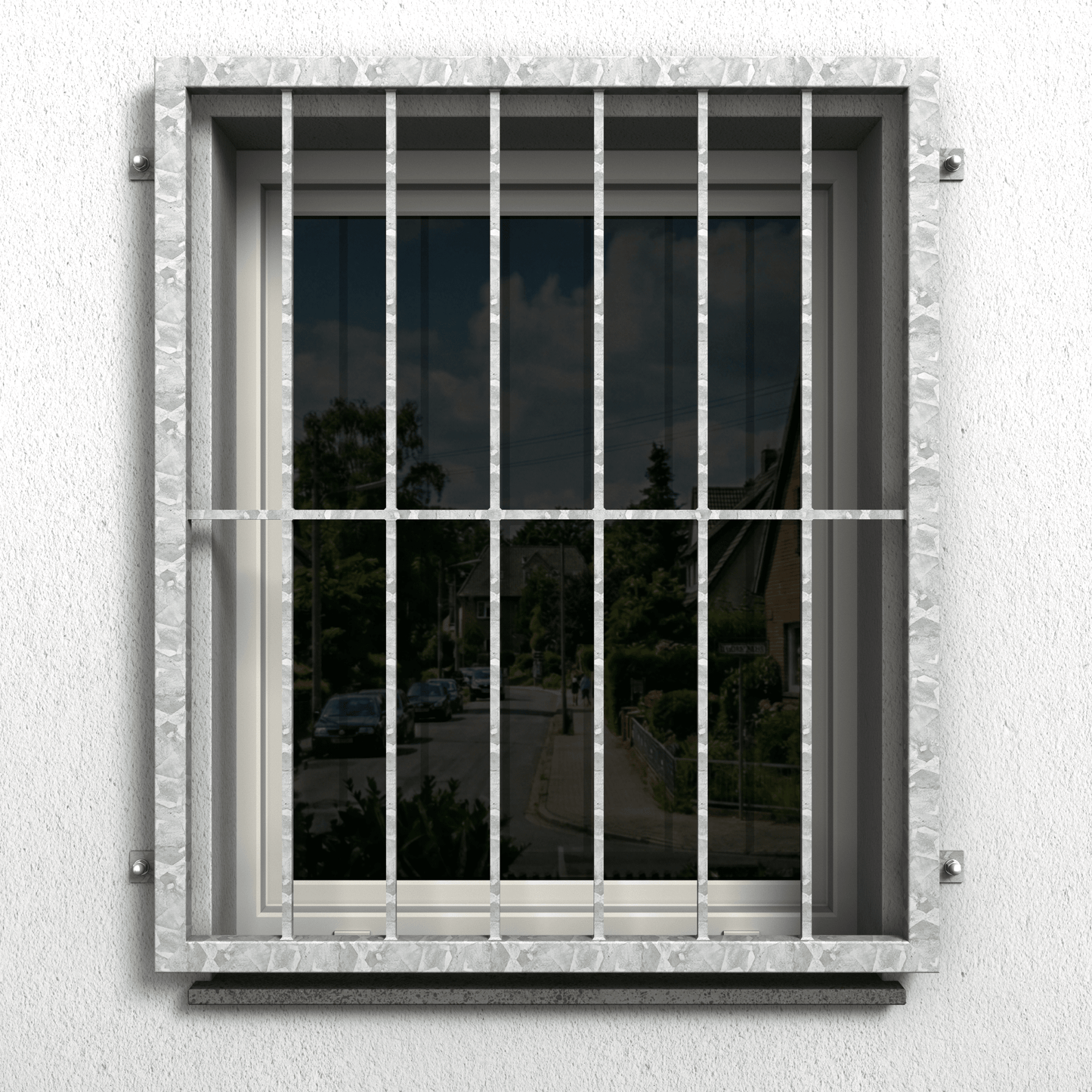 Stabiles Fenstergitter – Befestigungsabstand 960 mm, Höhe 710 mm - DeinMetallbauer.shop