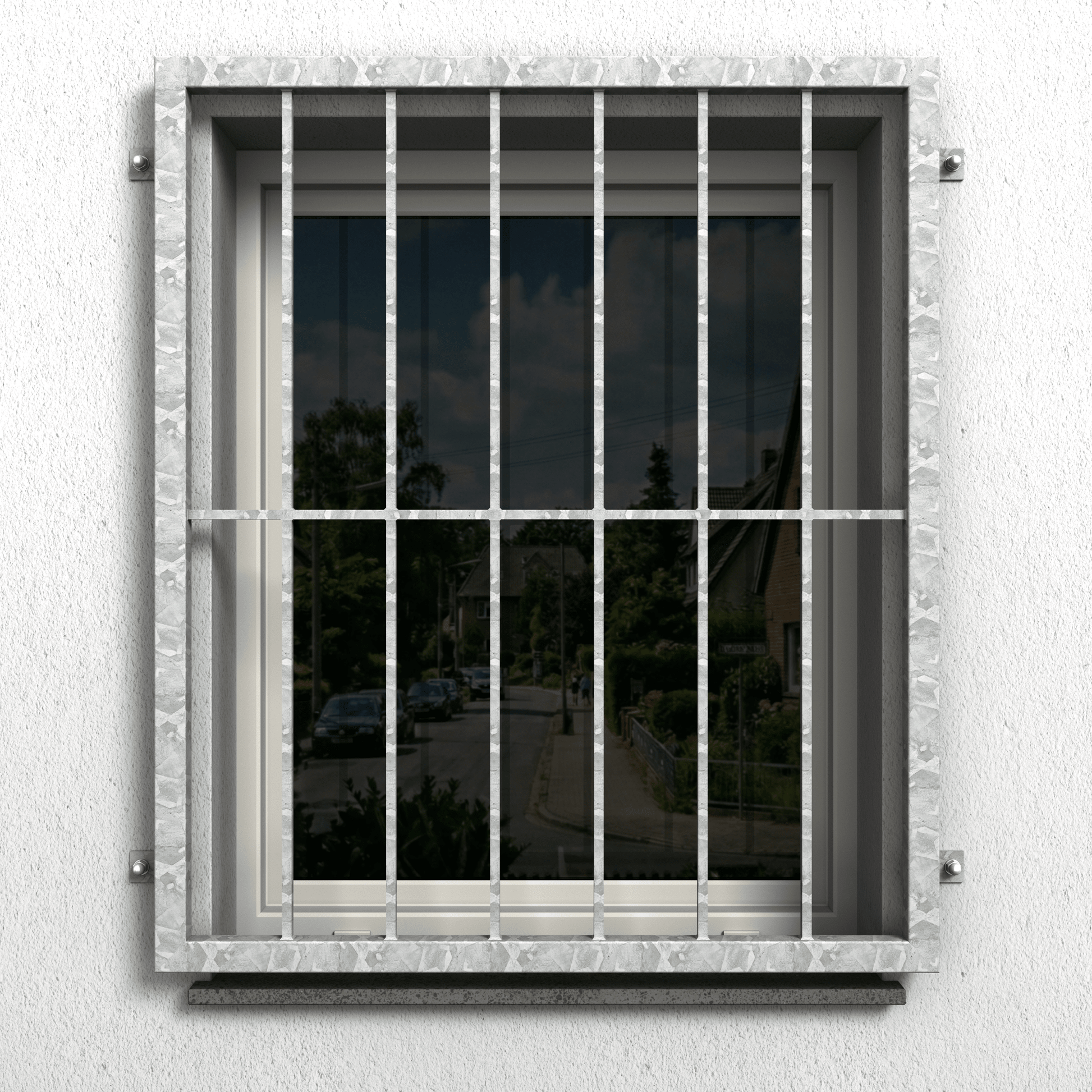 Stabiles Fenstergitter – Befestigungsabstand 960 mm, Höhe 710 mm - DeinMetallbauer.shop