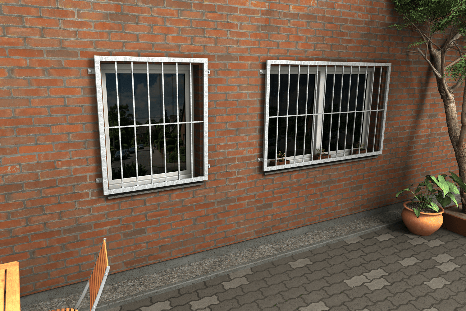 Stabiles Fenstergitter – Befestigungsabstand 960 mm, Höhe 710 mm - DeinMetallbauer.shop