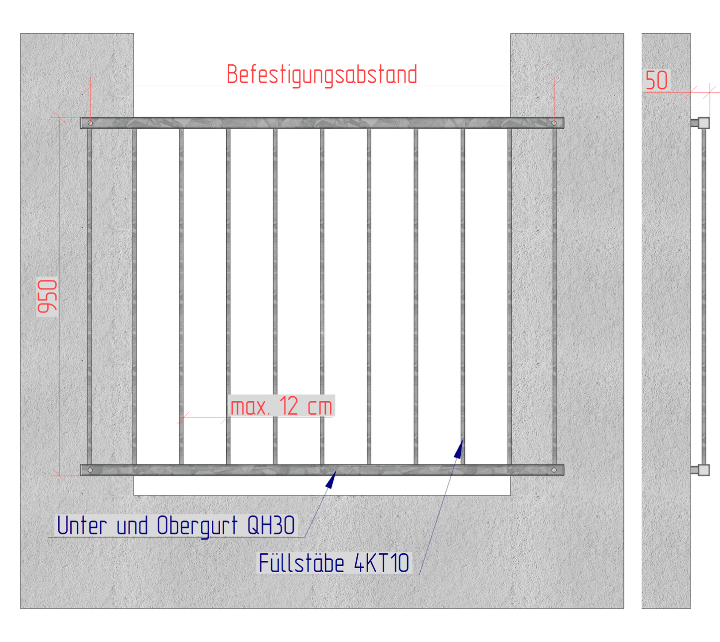 Französischer Balkon 03 verzinkt - DeinMetallbauer.shop