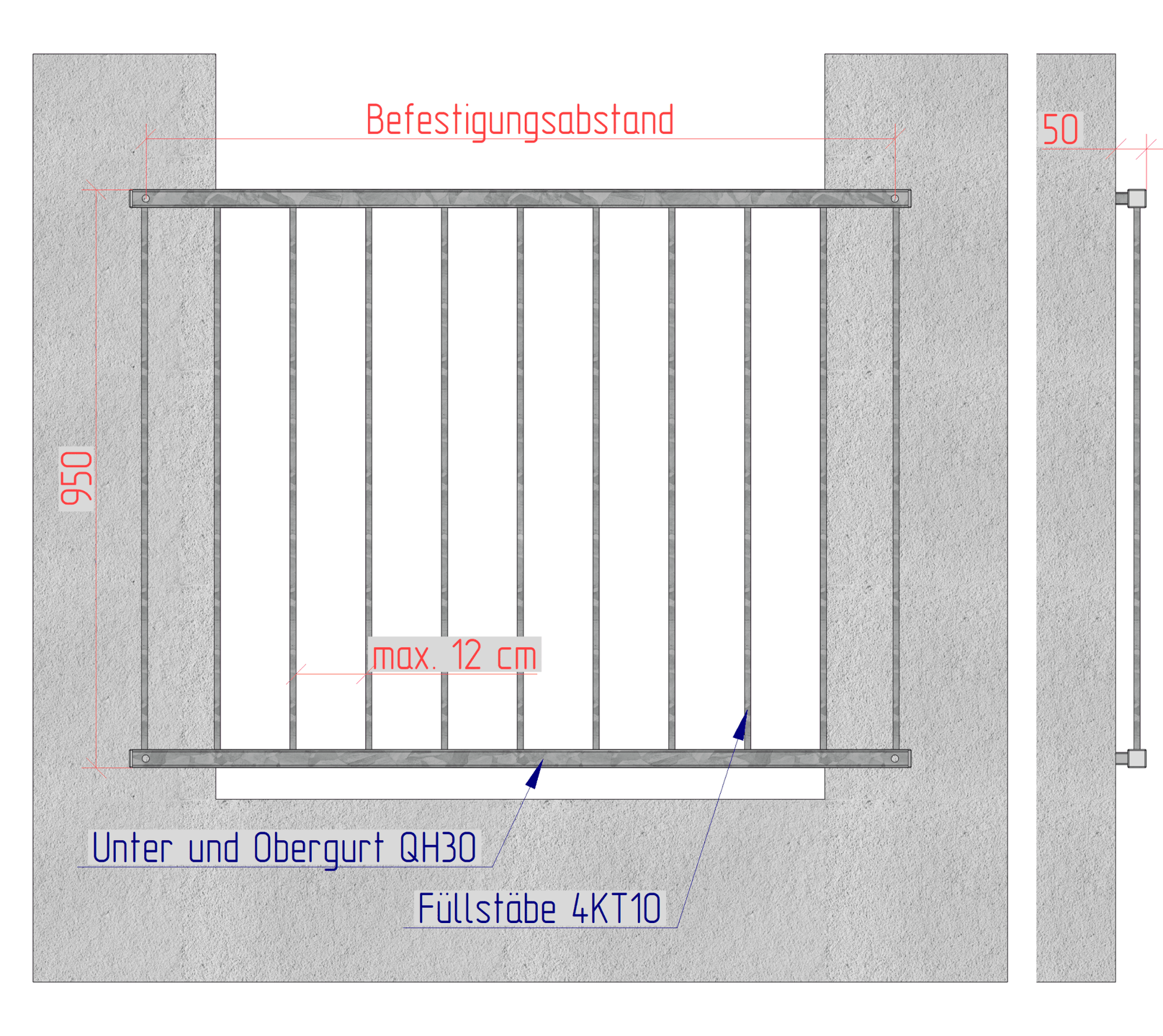Französischer Balkon 03 verzinkt - DeinMetallbauer.shop