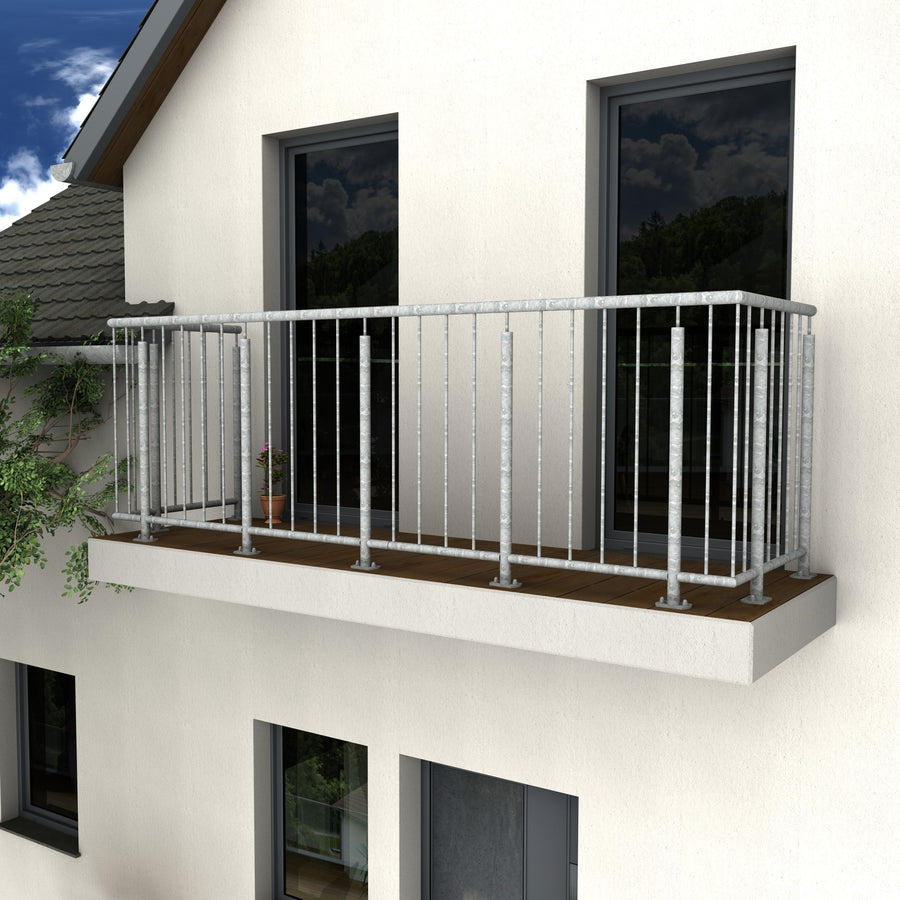 Balkongeländer Rundrohr Modern verzinkt - DeinMetallbauer.shop