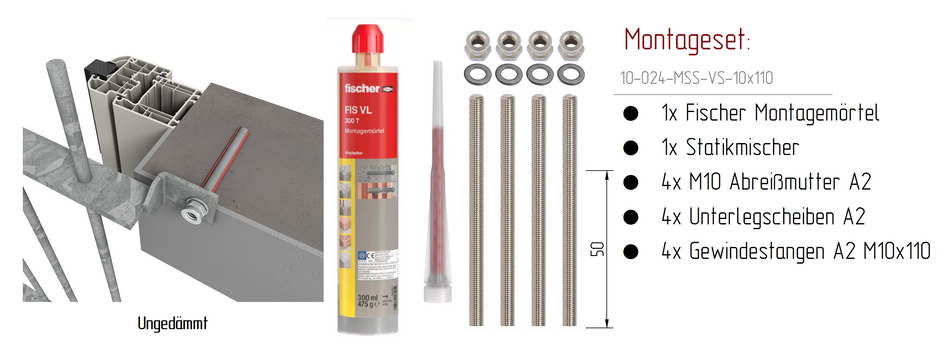 Montageset Vollstein ungedämmt