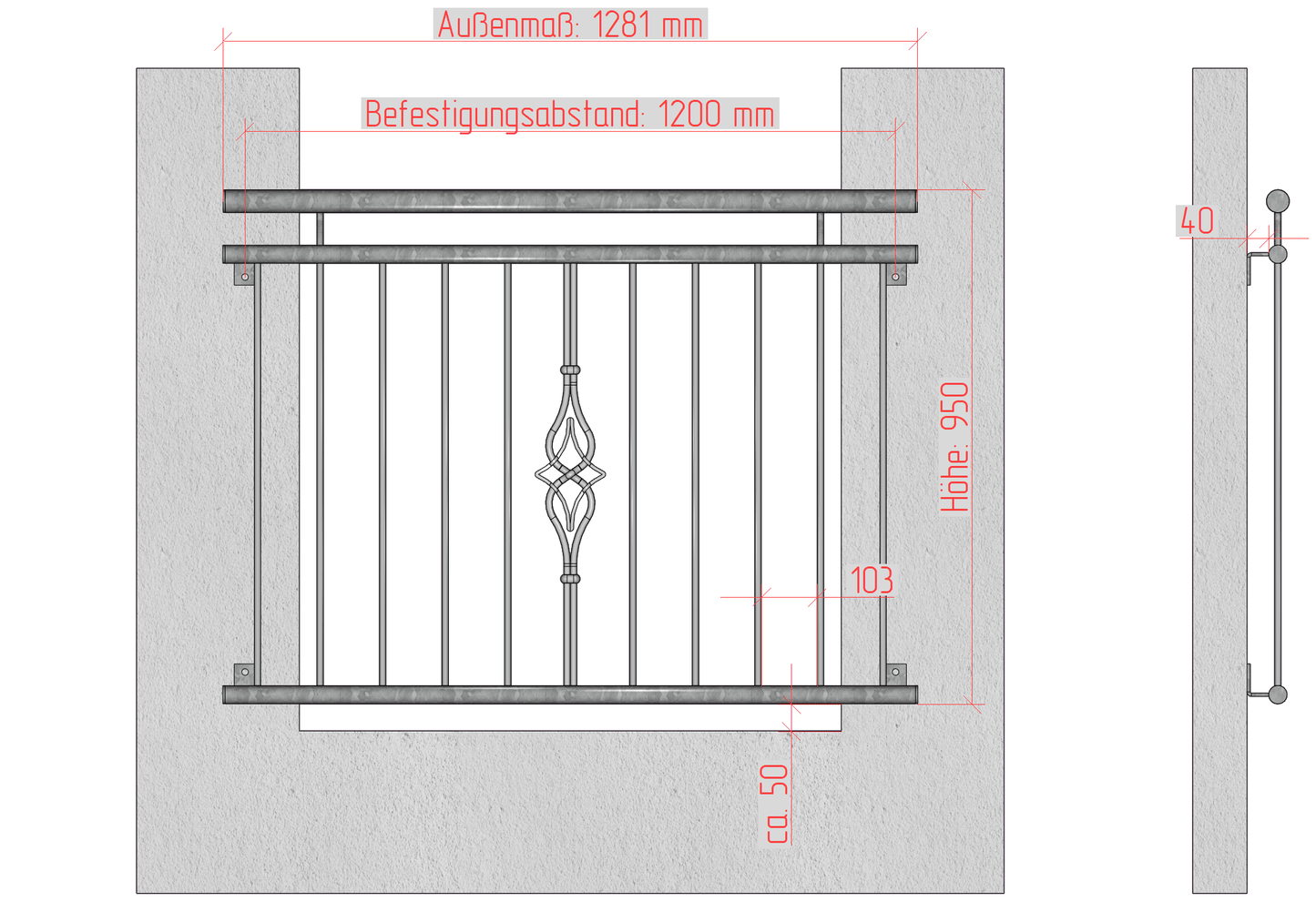 Französischer Balkon 02 verzinkt - DeinMetallbauer.shop
