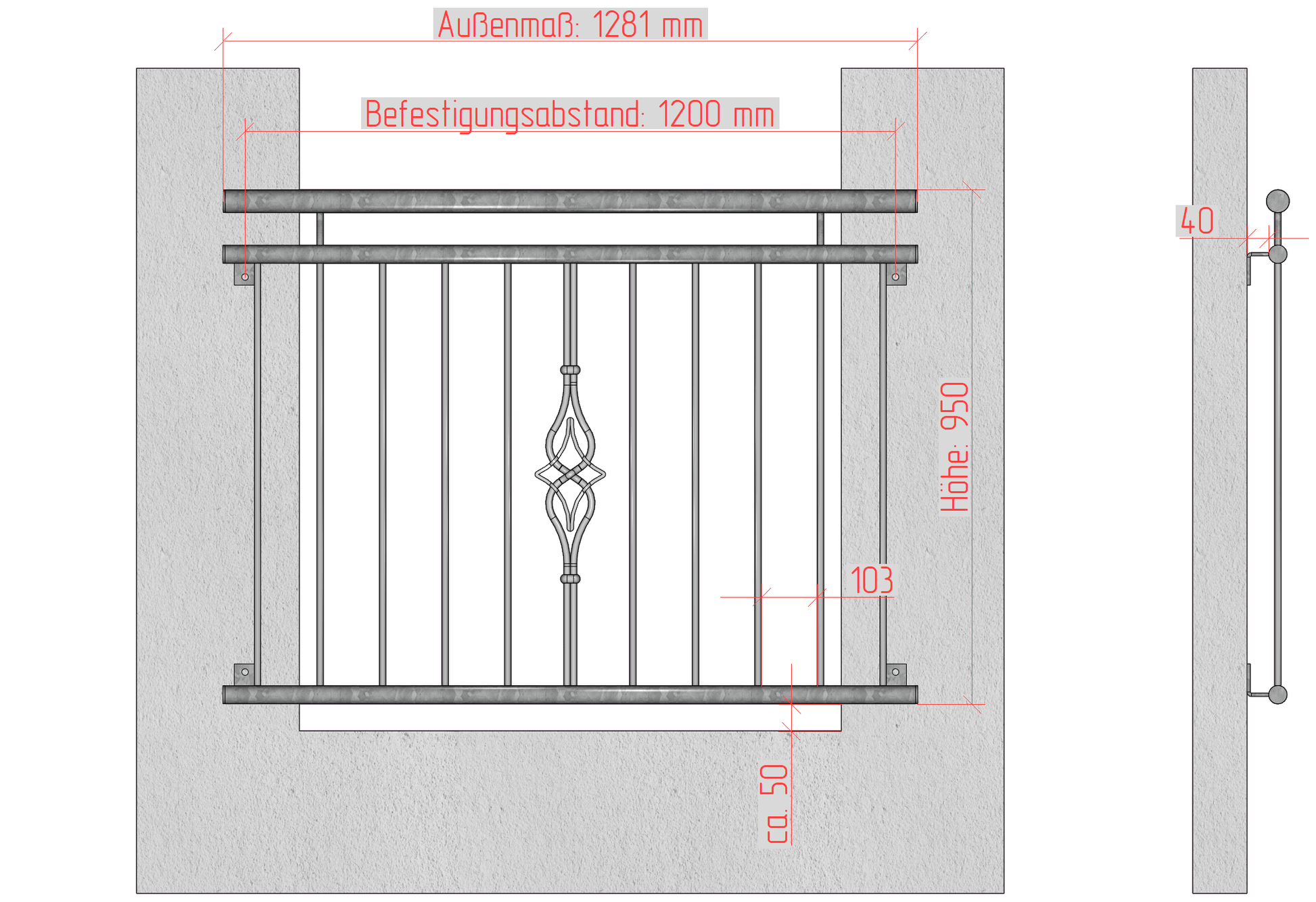 Französischer Balkon 02 verzinkt - DeinMetallbauer.shop