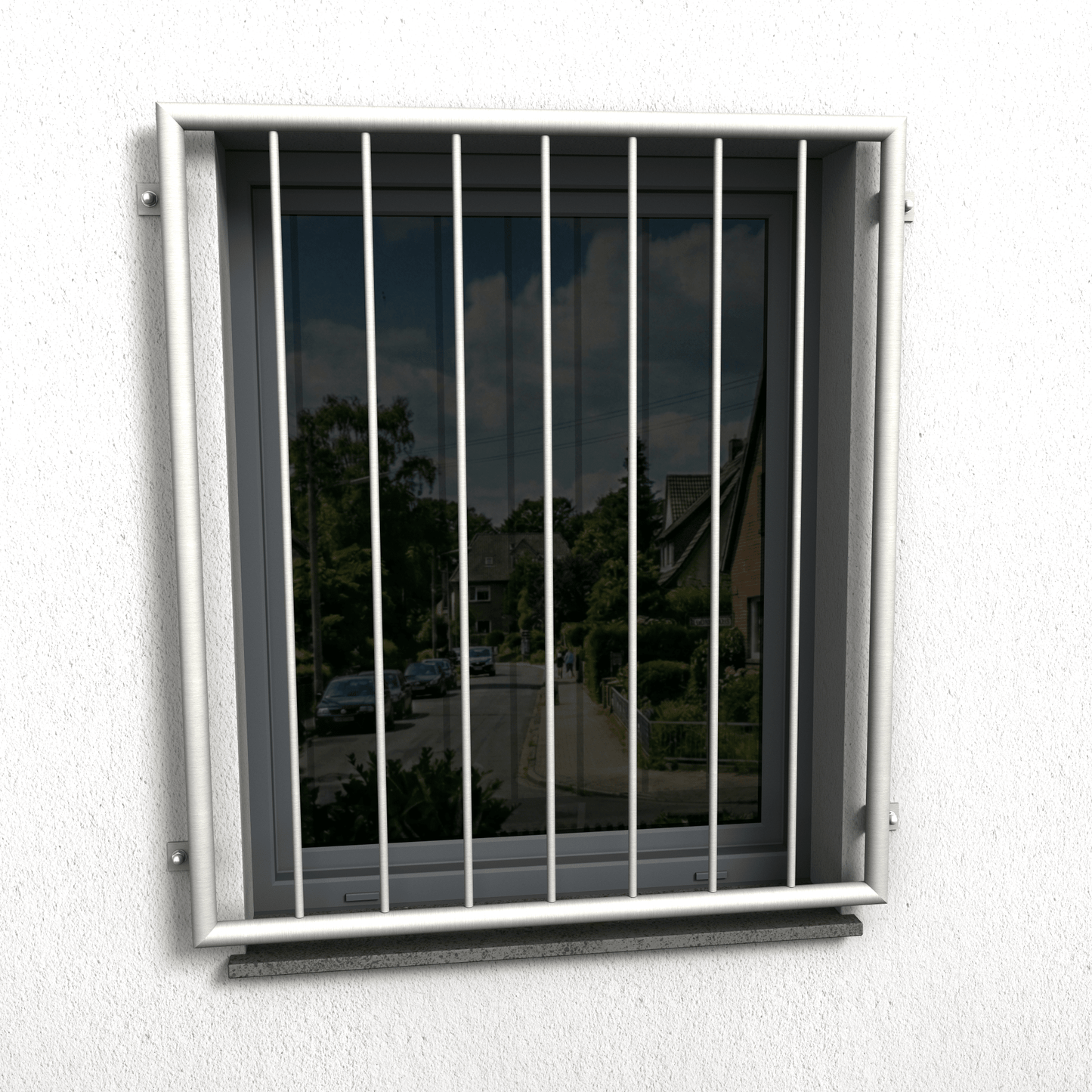 Edelstahl Fenstergitter mit Ornamenten - DeinMetallbauer.shop