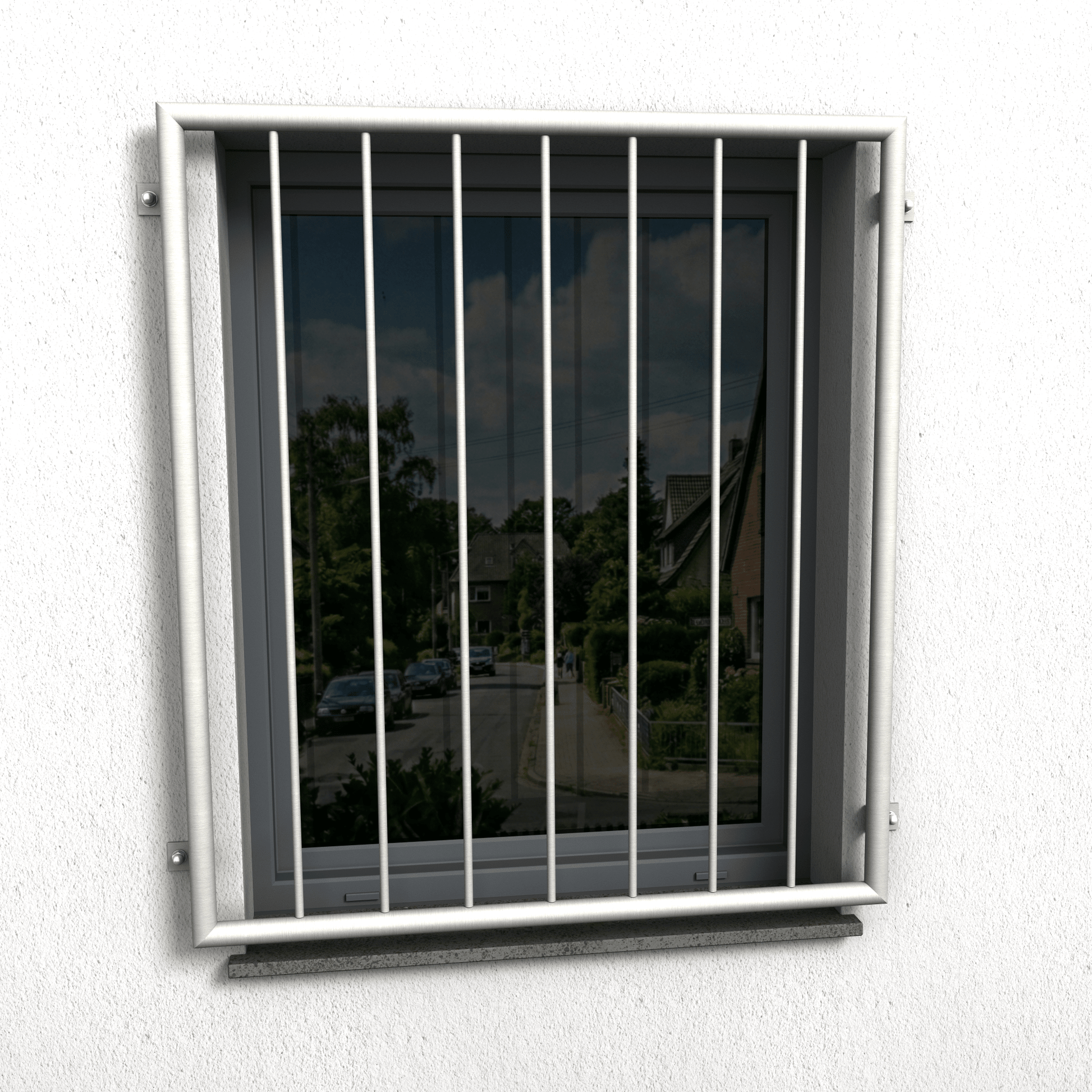 Edelstahl Fenstergitter mit Ornamenten - DeinMetallbauer.shop