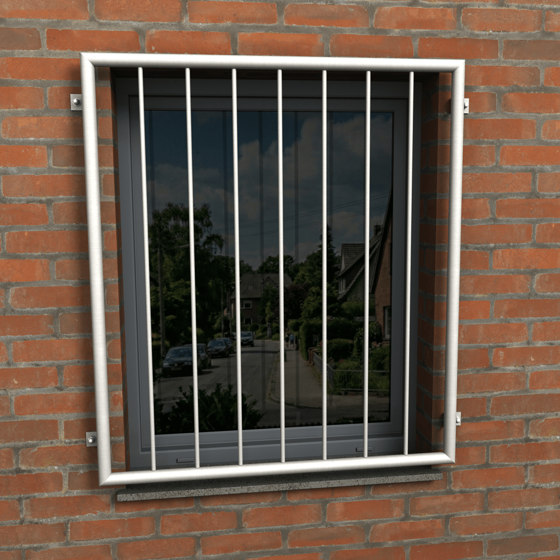 Edelstahl Fenstergitter mit Ornamenten - DeinMetallbauer.shop