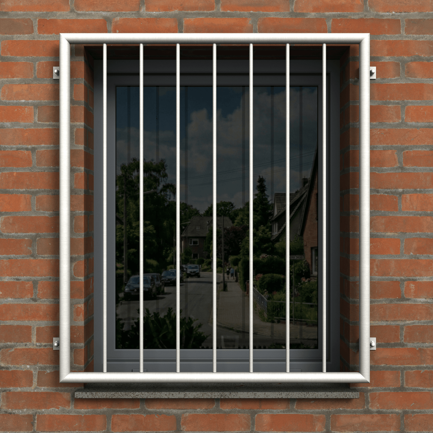 Edelstahl Fenstergitter mit Ornamenten - DeinMetallbauer.shop