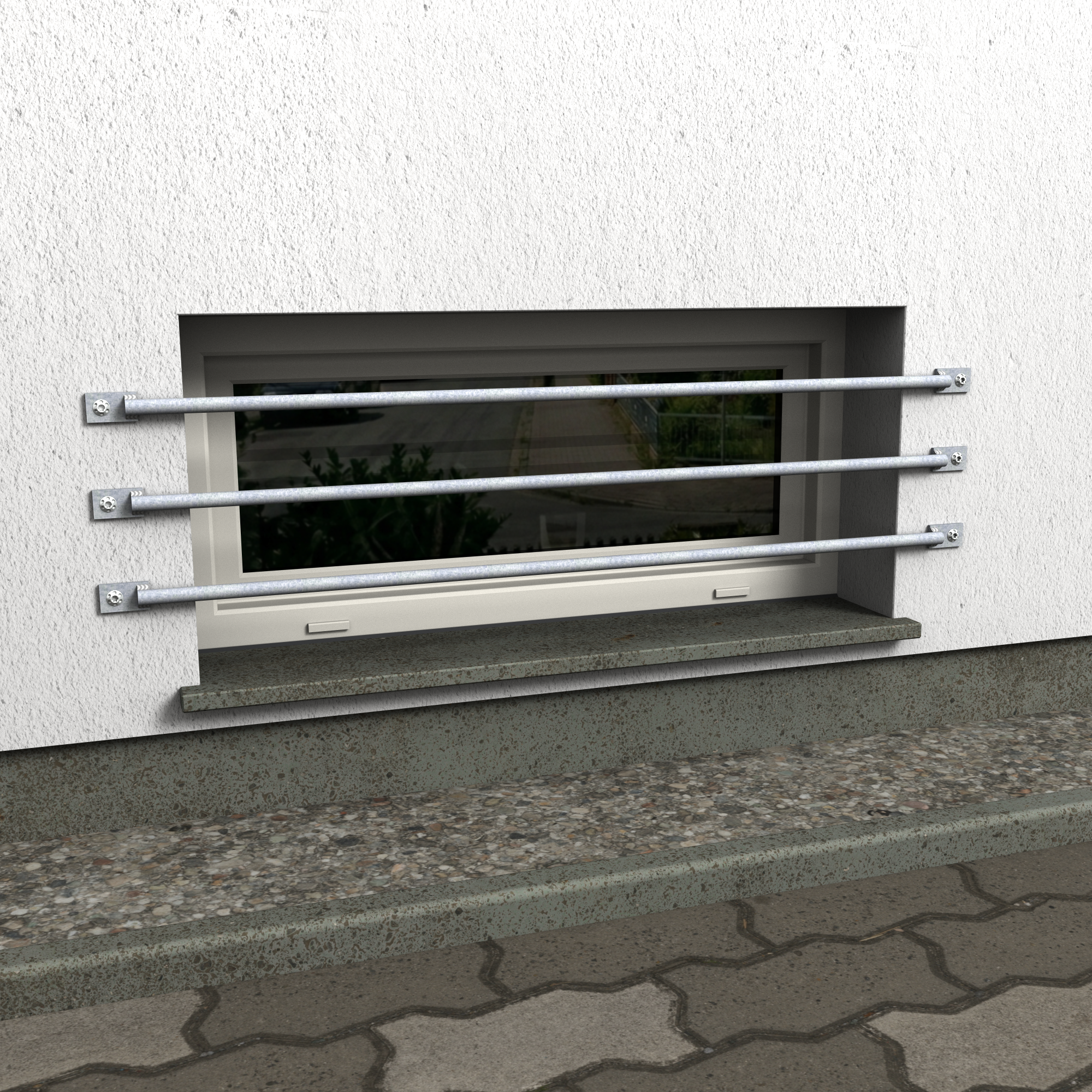 Fenstergitter Nova 30 feuerverzinkt, breite Stäbe, Frontansicht