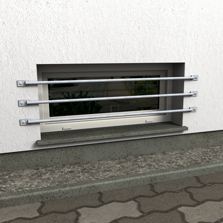 Fenstergitter Nova 30 feuerverzinkt, breite Stäbe, Frontansicht