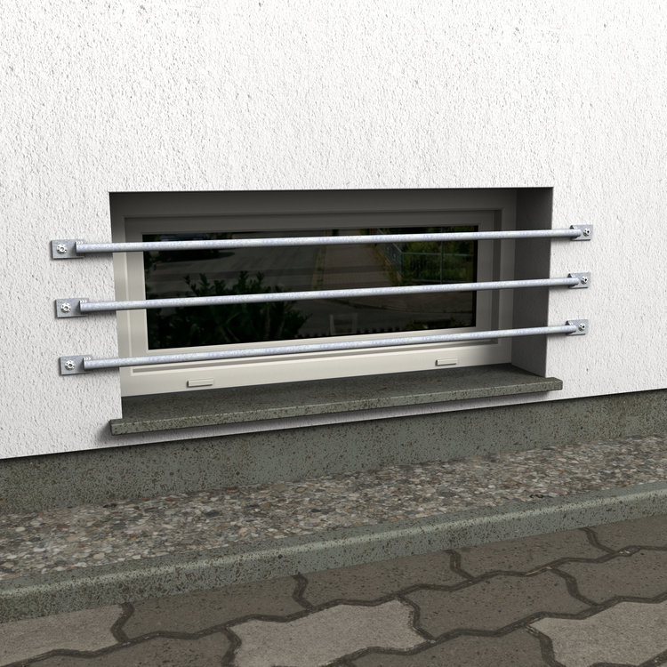 Fenstergitter Nova 30 feuerverzinkt, breite Stäbe, Frontansicht