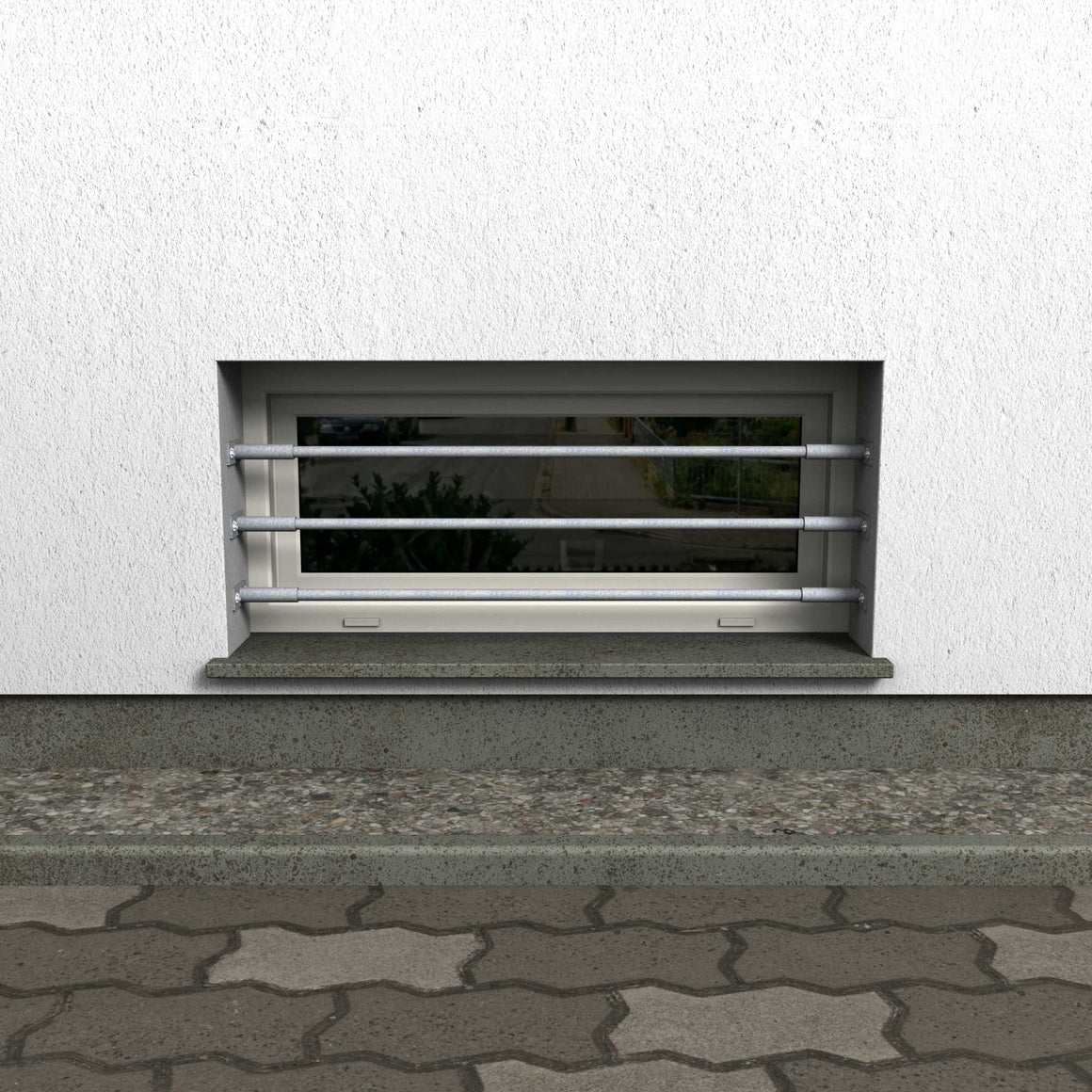 Fenstergitter Nova 31 feuerverzinkt, Detailansicht Stabgitter