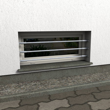 Fenstergitter Nova 31 feuerverzinkt, breite Stäbe, Frontansicht