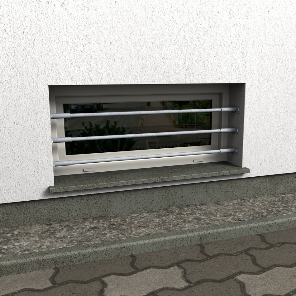 Fenstergitter Nova 31 feuerverzinkt, breite Stäbe, Frontansicht