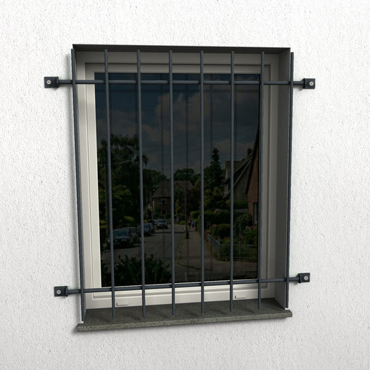 Fenstergitter Ferro 29 RAL 7016, 2K-nassbeschichtet – Befestigungsabstand 1290 mm, Höhe 985 mm - DeinMetallbauer.shop