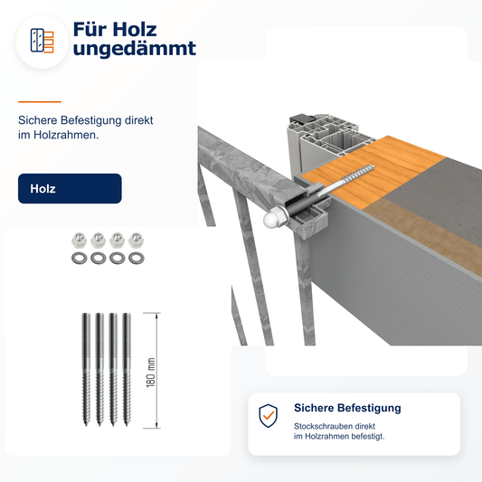 Montageset Holz ungedämmt / Stockschrauben - DeinMetallbauer.shop