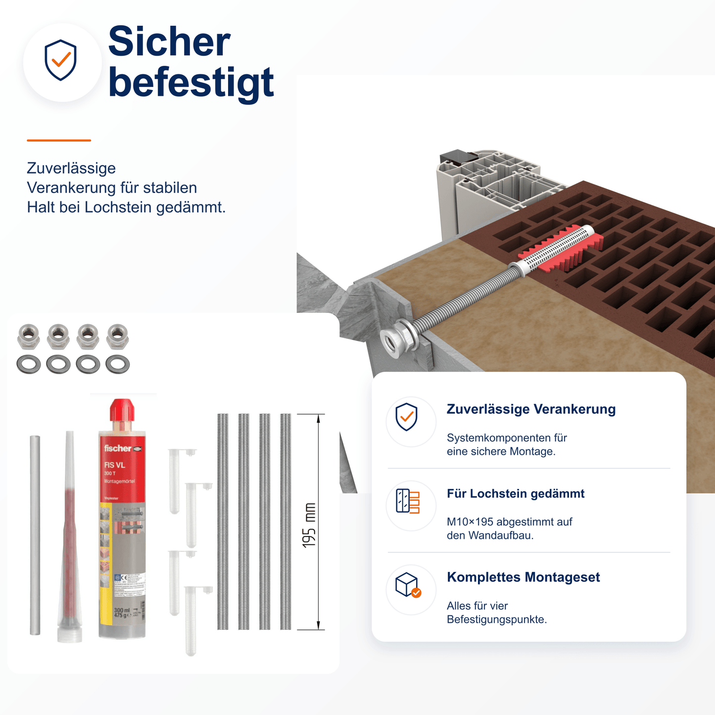 Montageset Lochstein gedämmt - DeinMetallbauer.shop