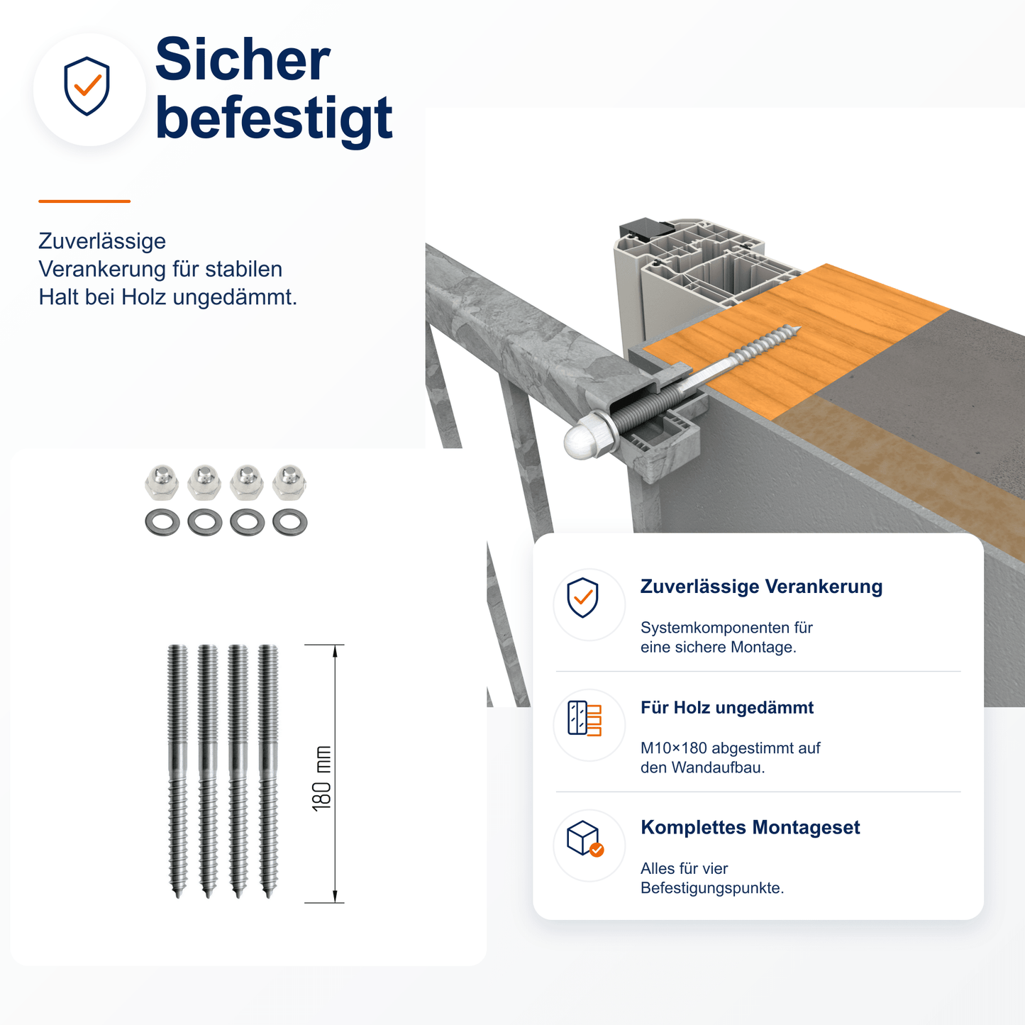 Montageset Holz ungedämmt / Stockschrauben - DeinMetallbauer.shop