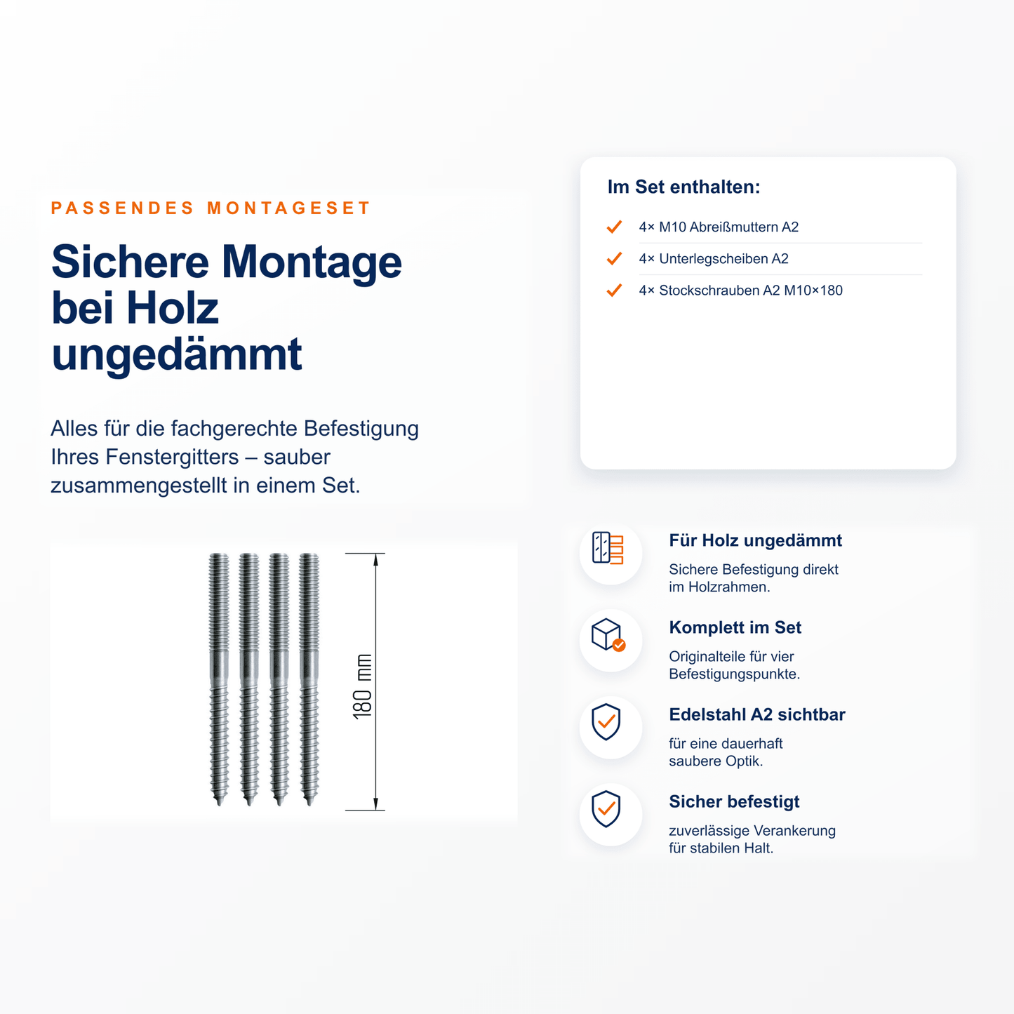 Montageset Holz ungedämmt / Stockschrauben - DeinMetallbauer.shop
