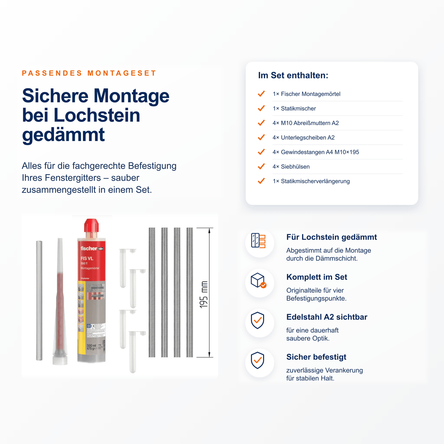 Montageset Lochstein gedämmt - DeinMetallbauer.shop