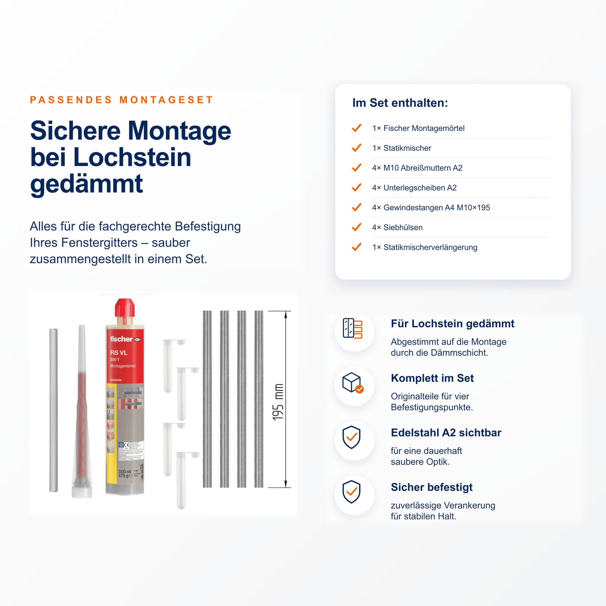 Montageset Lochstein gedämmt - DeinMetallbauer.shop