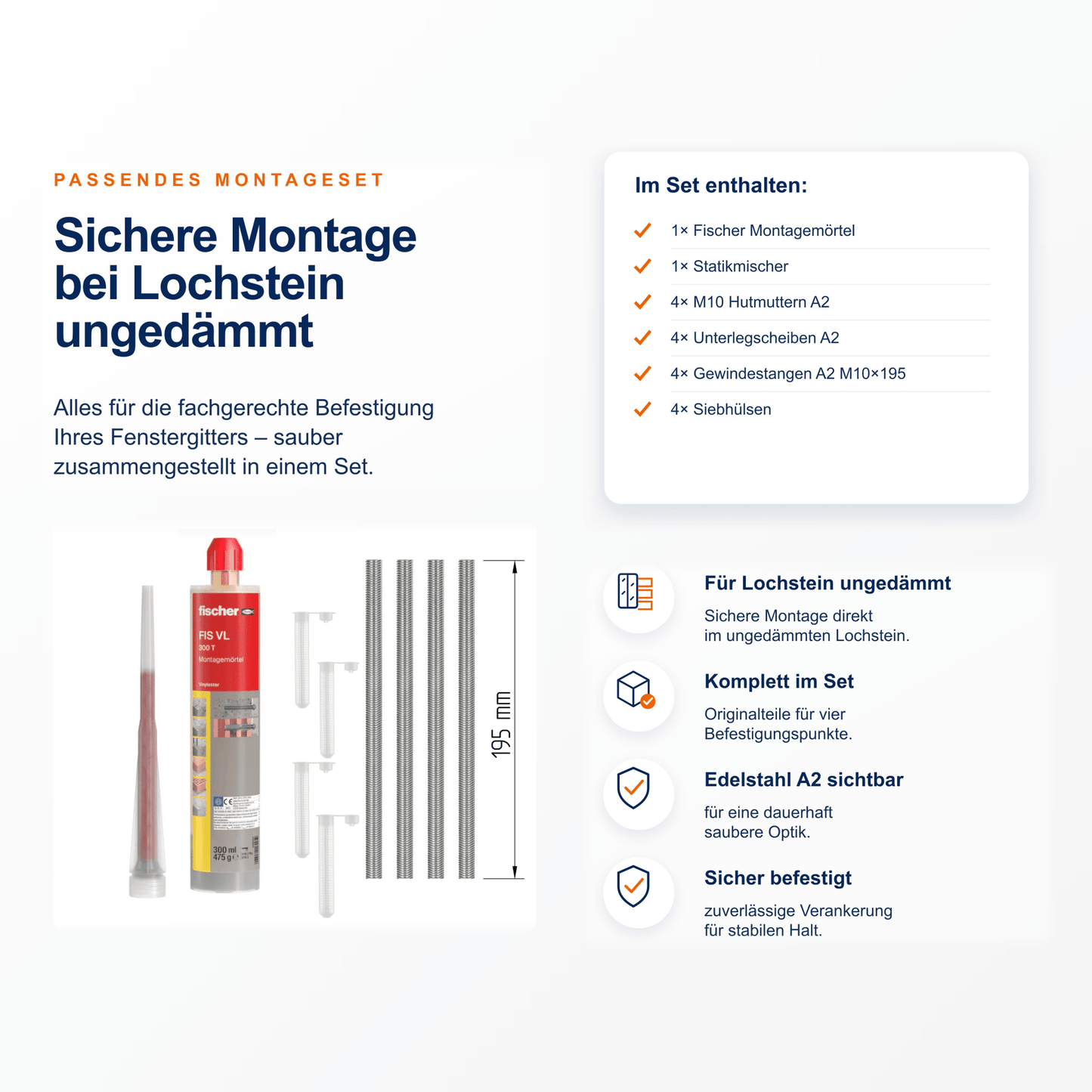 Montageset Lochstein ungedämmt - DeinMetallbauer.shop