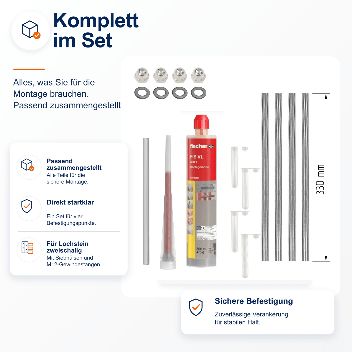 Montageset Lochstein zweischalig - DeinMetallbauer.shop