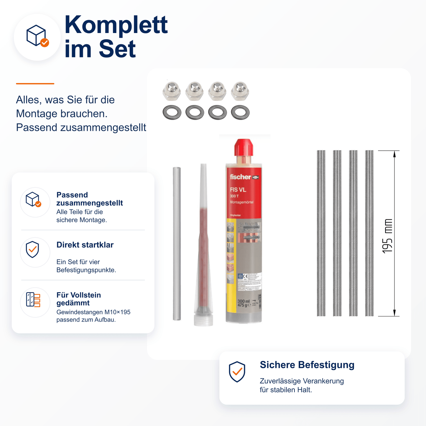 Montageset Vollstein gedämmt - DeinMetallbauer.shop