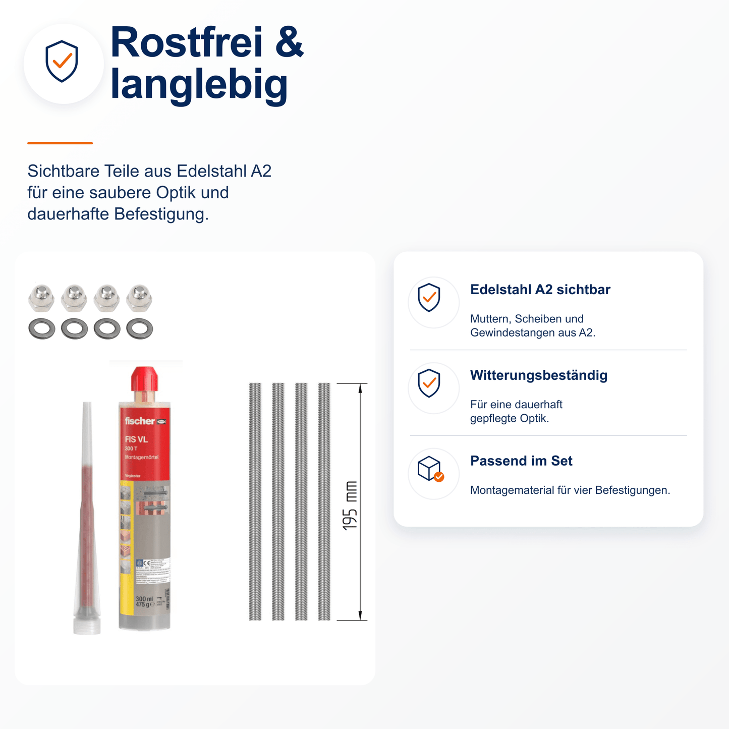 Montageset Vollstein ungedämmt - DeinMetallbauer.shop