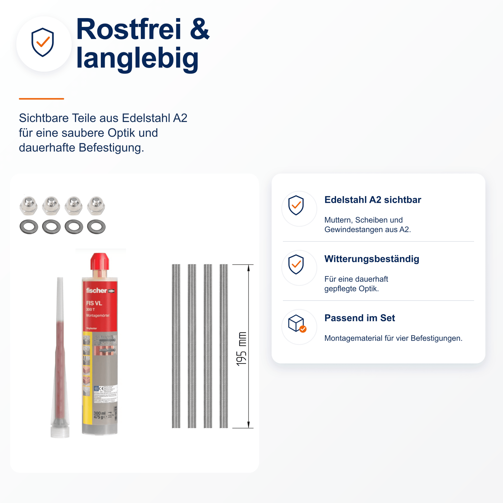 Montageset Vollstein ungedämmt - DeinMetallbauer.shop