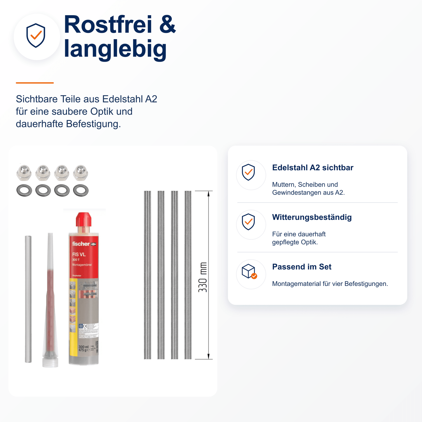 Montageset Vollstein zweischalig - DeinMetallbauer.shop