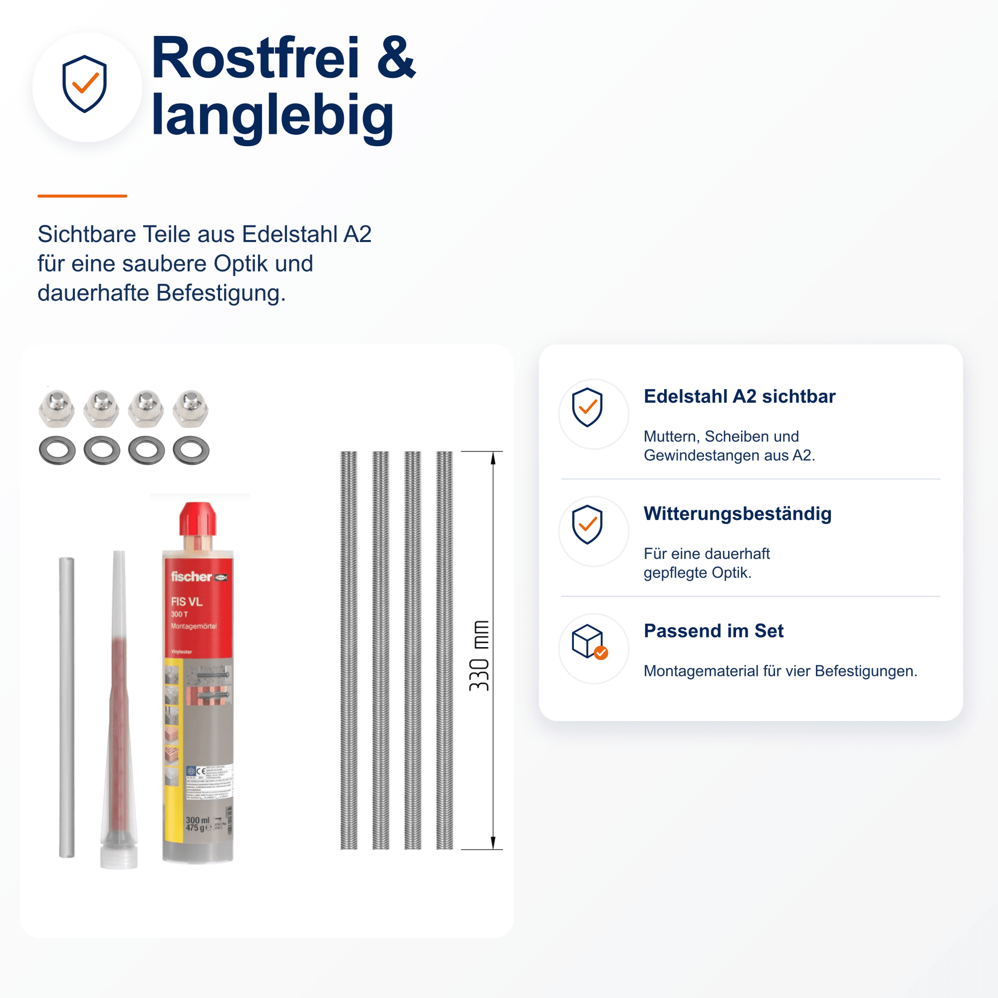 Montageset Vollstein zweischalig - DeinMetallbauer.shop