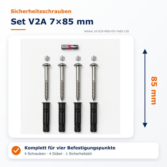 Sicherheitsschrauben Set V2A 7x85 - DeinMetallbauer.shop