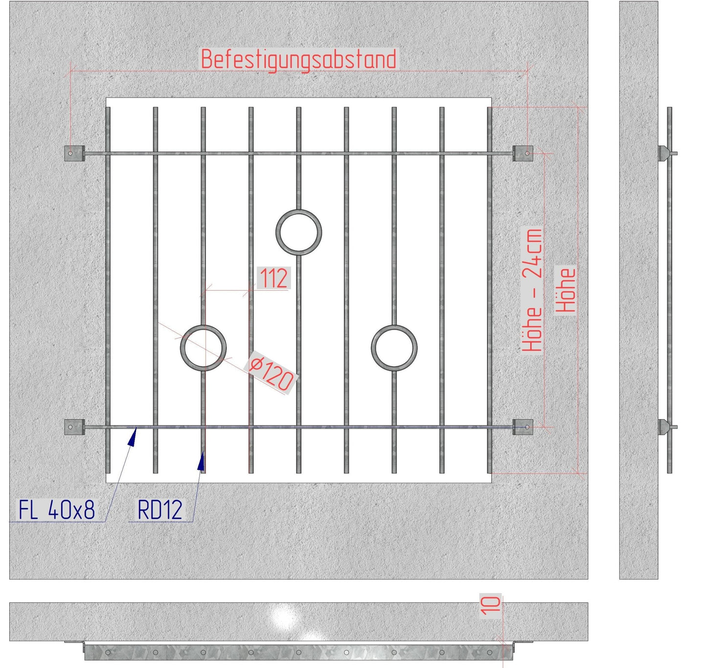 Fenstergitter Ferro 03 verzinkt - DeinMetallbauer.shop