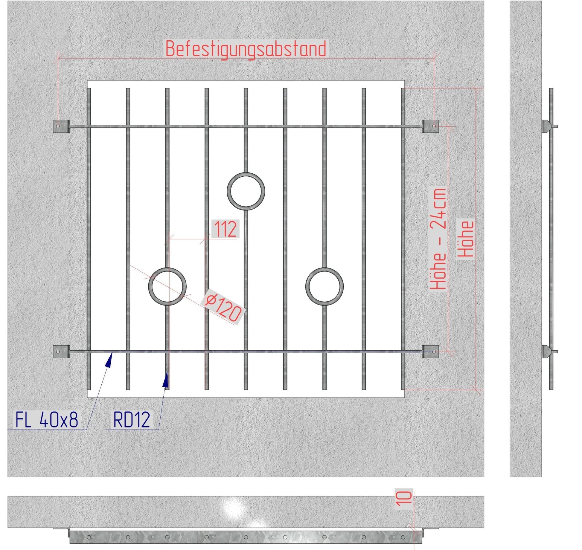 Fenstergitter Ferro 03 verzinkt - DeinMetallbauer.shop
