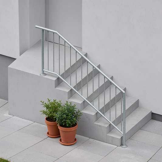 Treppengeländer TRG 03 verzinkt – Handlauf oben überstehend - DeinMetallbauer.shop