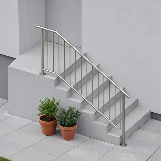 Treppengeländer TRG 05 Edelstahl – Handlauf beidseitig überstehend - DeinMetallbauer.shop