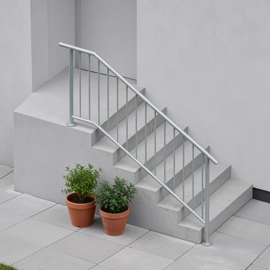 Treppengeländer TRG 05 verzinkt – Handlauf beidseitig überstehend - DeinMetallbauer.shop