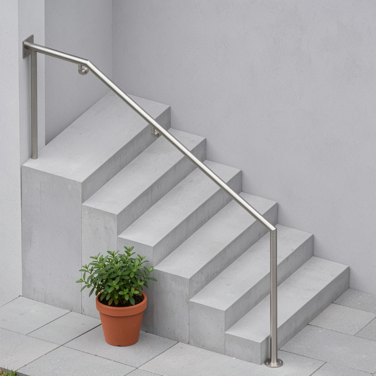 Treppenhandlauf THL 03 Edelstahl – oben mit Wandplatte - DeinMetallbauer.shop
