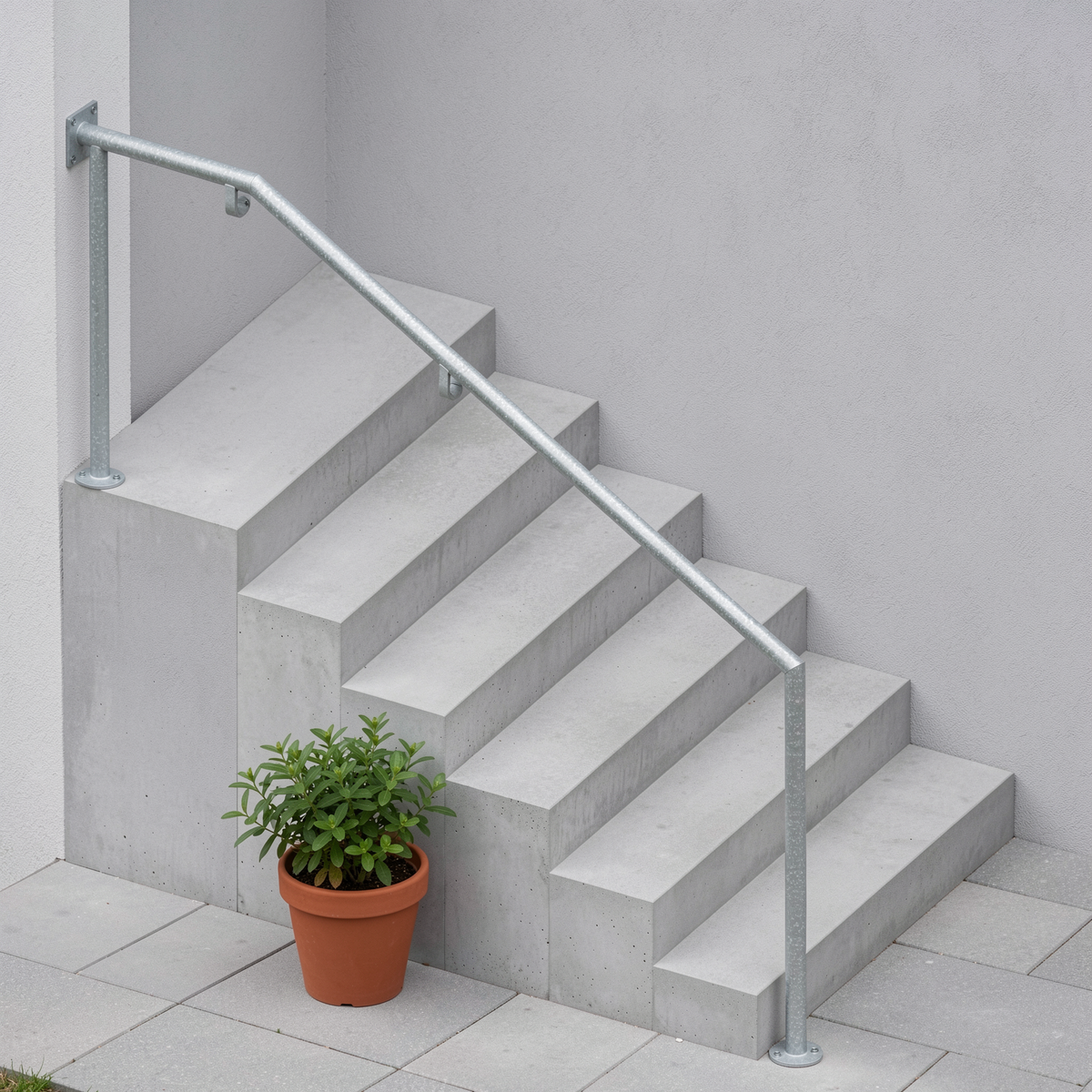 Treppenhandlauf THL 03 verzinkt – oben mit Wandplatte - DeinMetallbauer.shop