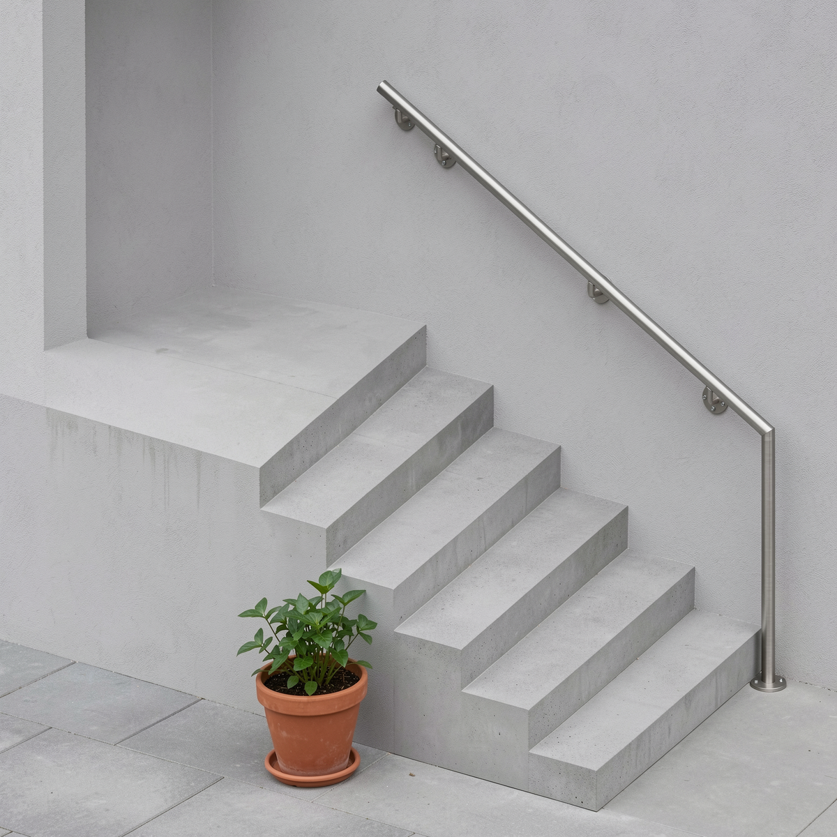 Treppenhandlauf THL 07 Edelstahl – gerade, oben an Wandhaltern - DeinMetallbauer.shop