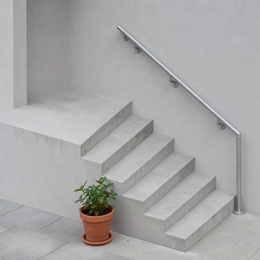 Treppenhandlauf THL 07 verzinkt – gerade, oben an Wandhaltern - DeinMetallbauer.shop